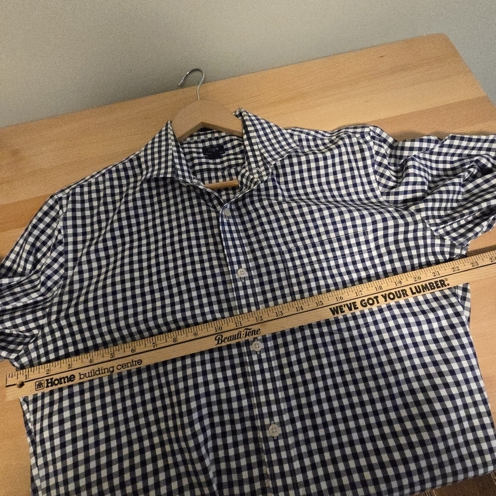 J. Crew Blue and White Checkered Thompson Stretch Men's Large Button Down Shirt - Picture 5 of 15